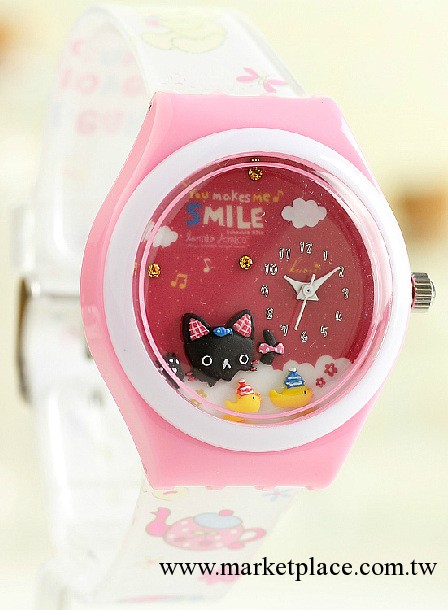 正品韓國Kuori兒童手表 貓貓小黃鴨 糖果色表殼 卡通手表  KR-760工廠,批發,進口,代購