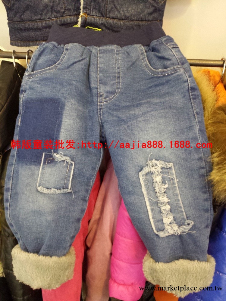 2013新款韓版童裝熱銷品牌 拼接童裝牛仔褲 加絨加厚牛仔童褲批發工廠,批發,進口,代購