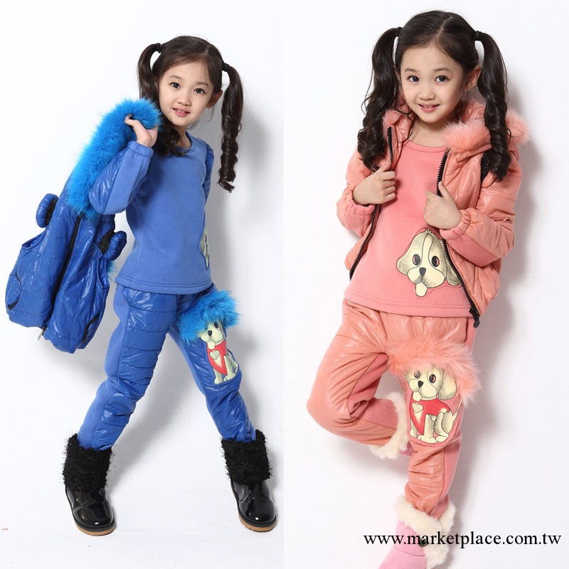 童套裝 品牌童裝 冬裝新款 韓版外貿小狗 女童三件套衛衣套裝 B15工廠,批發,進口,代購