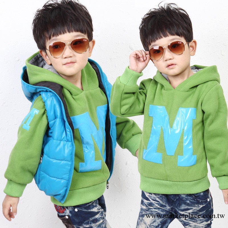 外貿童裝兒童韓版套裝 馬甲+長袖套頭衛衣兩件套 加厚棉背心 8826工廠,批發,進口,代購