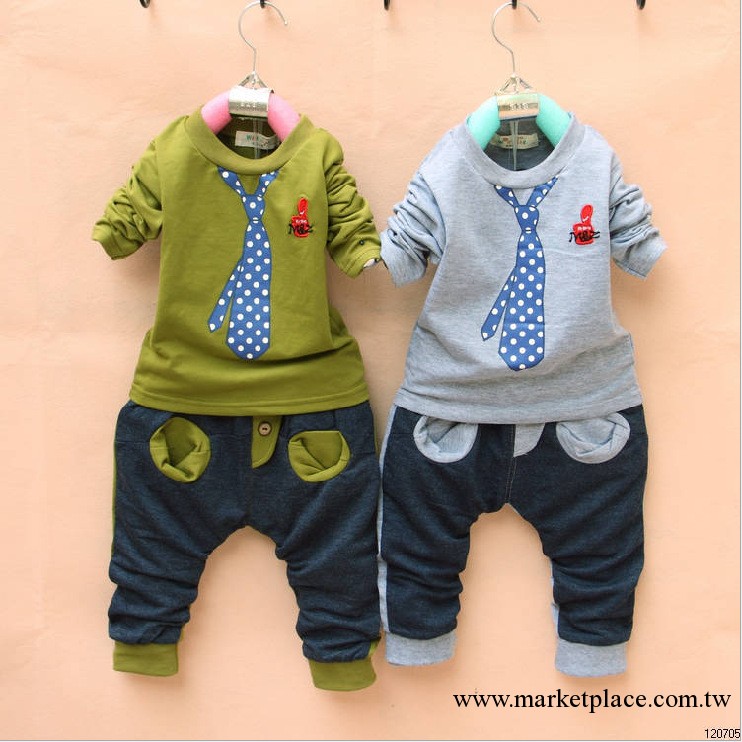 2013最新款韓版假領帶套裝休閑時尚外貿童裝 男童套裝 小童爆款工廠,批發,進口,代購