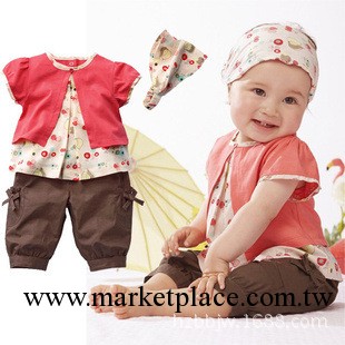 韓版童裝2013夏裝新款外貿童套裝 兒童頭巾三件套批發工廠,批發,進口,代購