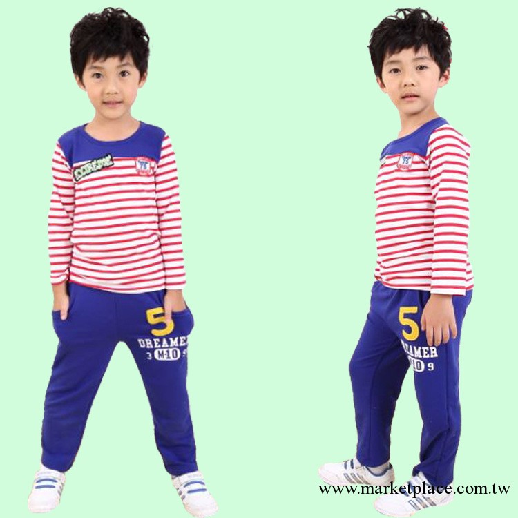 品牌童裝男童秋季套裝新品韓版長袖彩色條紋男童套裝一件代發工廠,批發,進口,代購