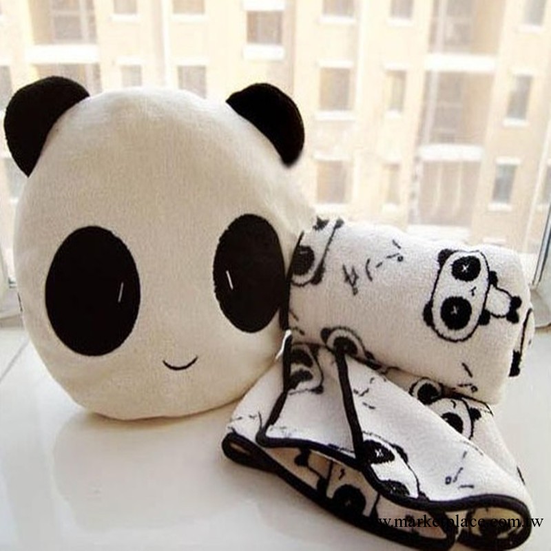 毛絨玩具夏季批發熊貓空調毯抱枕兩用熊貓空調被兒童空調毯子工廠,批發,進口,代購