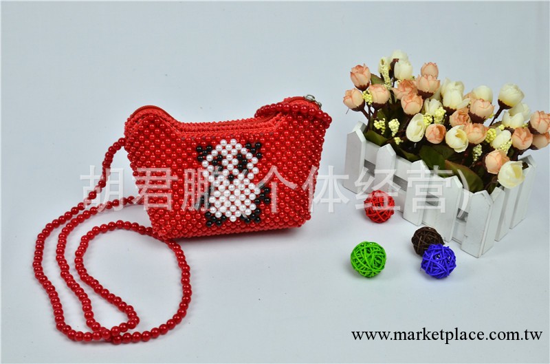 韓國新款女式包 特價批發女式手工元寶編織串珠手拿包手提包工廠,批發,進口,代購