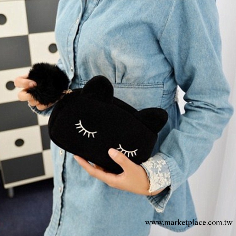 2013新款時尚女包毛球包包手機包刺繡小貓咪包包手拿包工廠,批發,進口,代購