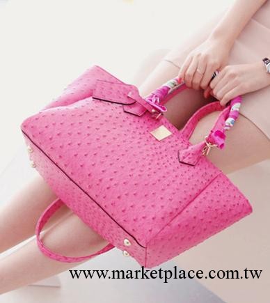 2013冬季新品糖果色鴕鳥紋手提女包斜挎包海灘風淑女休閑包批發工廠,批發,進口,代購