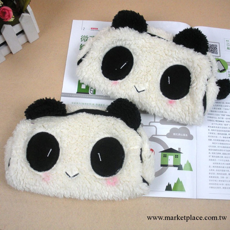 卡通立體熊貓零錢包 化妝包 可愛韓版大眼害羞熊貓多功能收納包工廠,批發,進口,代購