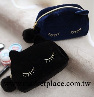 韓國QNIGIRLS官網 時尚可愛絨絨貓咪化妝包手拿包零錢包工廠,批發,進口,代購