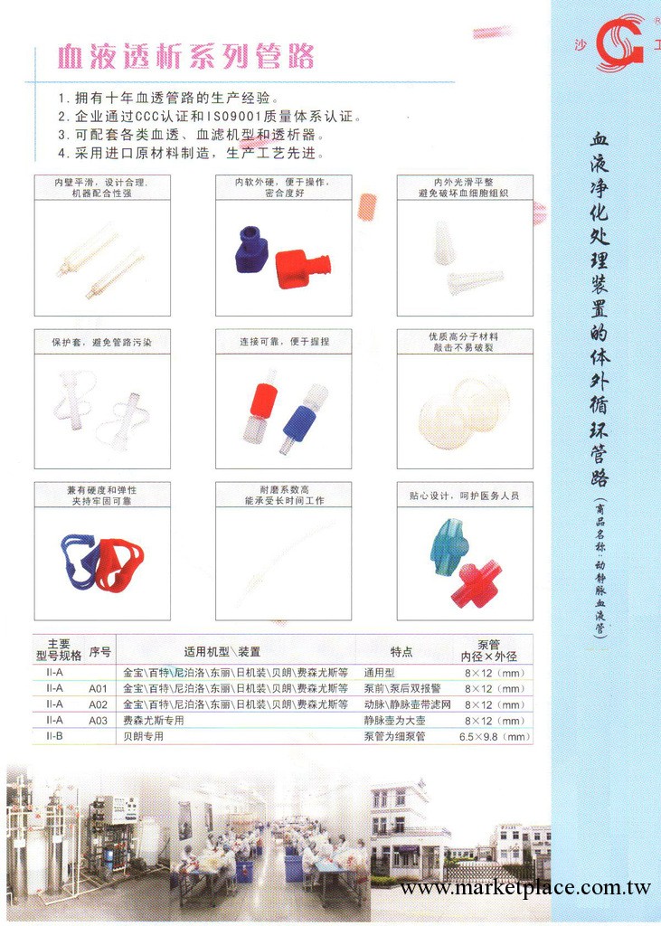 血液凈化處理裝置的體外循環管路工廠,批發,進口,代購