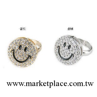 J025 韓國明星款 幸福美滿滿鉆笑臉戒指 韓國飾品戒指 熱賣飾品工廠,批發,進口,代購