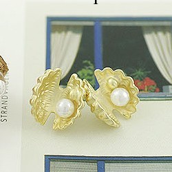 3995-12熱賣貝殼含珍珠韓國明星耳釘 飾品批發（金色）工廠,批發,進口,代購