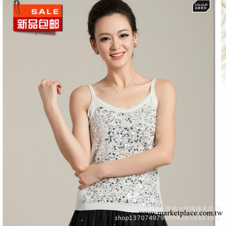 2013韓版女裝新款純色收腰 亮片針織吊帶背心打底衫 廠傢直銷工廠,批發,進口,代購