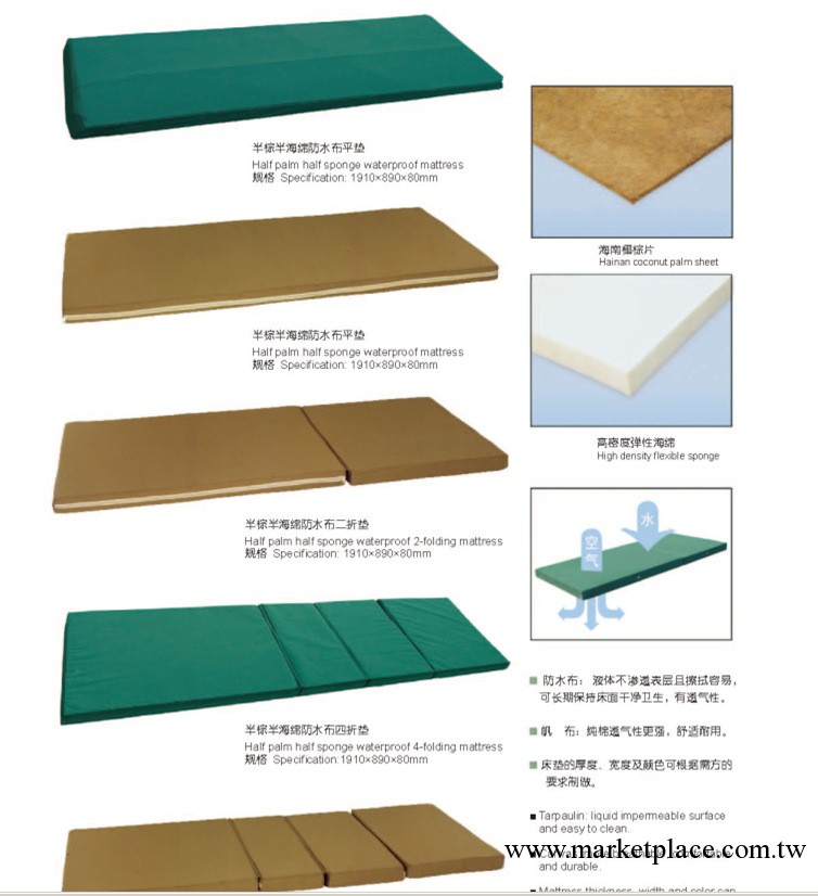 床墊 平行床墊 醫用床墊 病床床墊 硬棕床墊 軟棕床墊工廠,批發,進口,代購