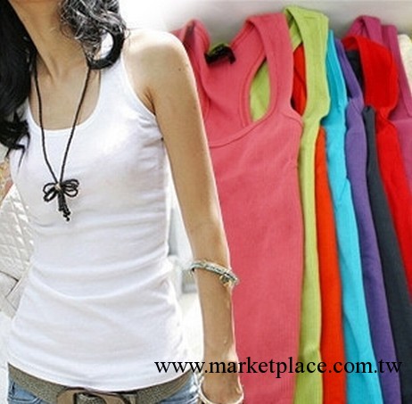 2013 韓版女裝長款打底衫修身T恤純色螺紋棉工字背心 11色入工廠,批發,進口,代購