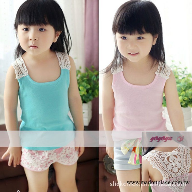 2013春夏女童純棉蕾絲兒童背心吊帶衫5色工廠,批發,進口,代購