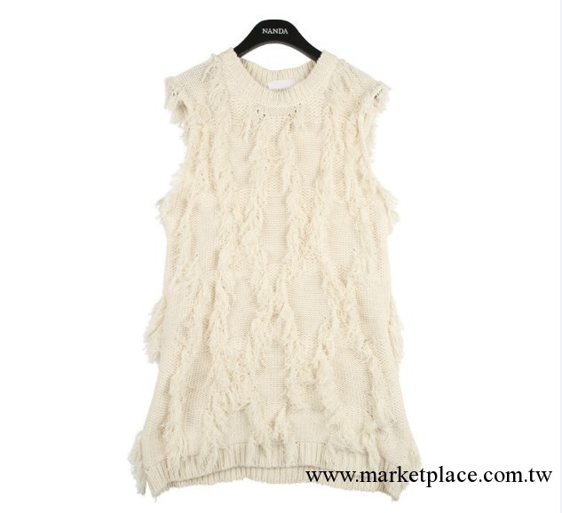 2013年韓國女裝秋裝個性復古套頭流蘇背心針織毛衣工廠,批發,進口,代購