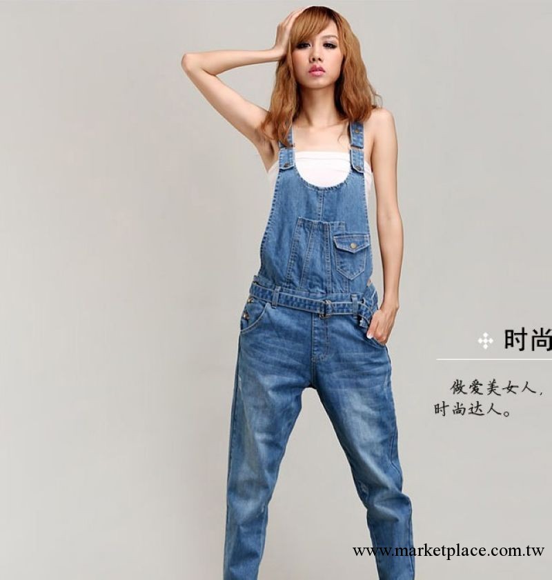 2013春裝新款韓版淺藍色女式背帶牛仔褲 長褲 爆款 廣州批發代發工廠,批發,進口,代購