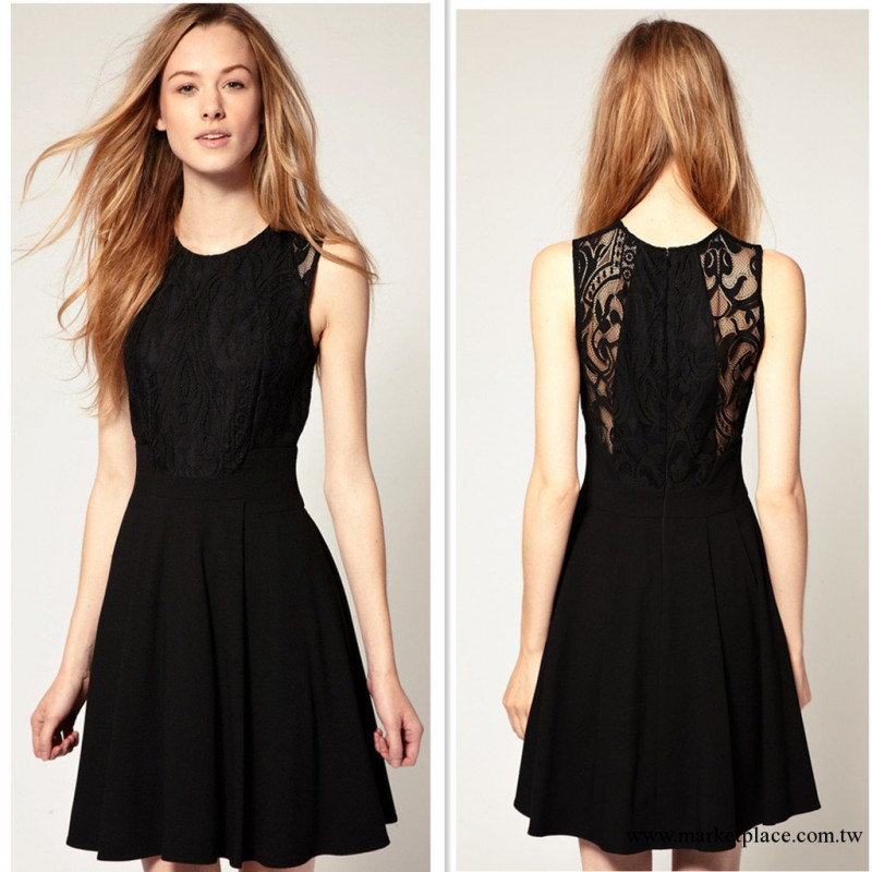 2013夏季韓版品牌女裝 新款優雅赫本風復古蕾絲雪紡連衣裙工廠,批發,進口,代購