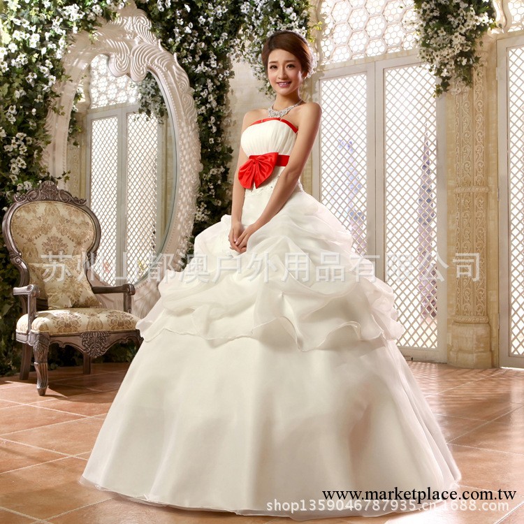 新品婚紗禮服 時尚韓版甜美公主抹胸綁帶新娘結婚婚紗禮服工廠,批發,進口,代購