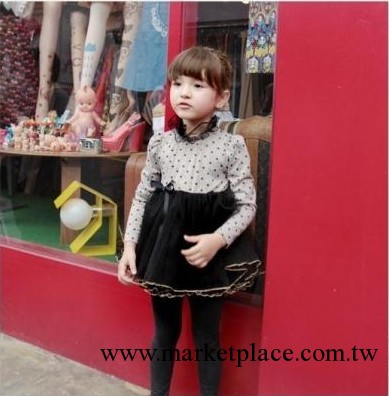 品牌童裝 韓版女童 2013秋款 韓版公主裙 印點可愛型連衣裙PPY735工廠,批發,進口,代購