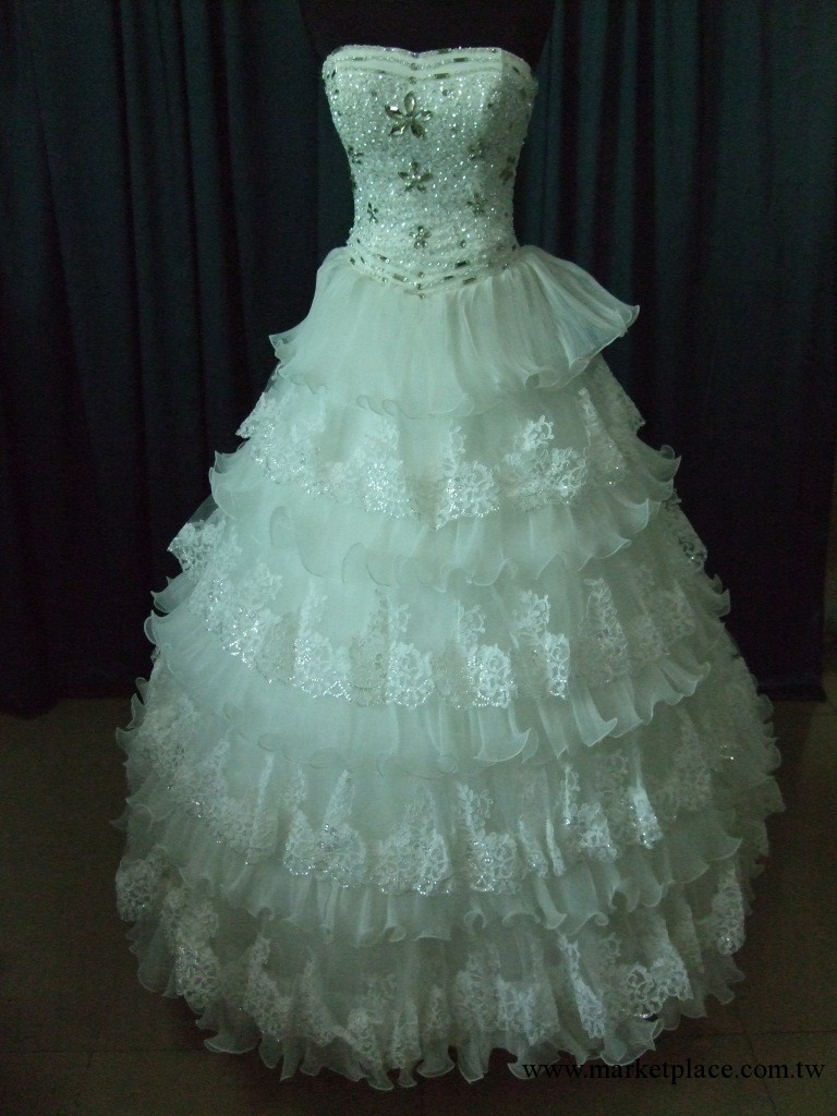 婚紗批發廣州雅琪婚紗廠傢直銷多層花邊高檔釘珠婚紗k990工廠,批發,進口,代購