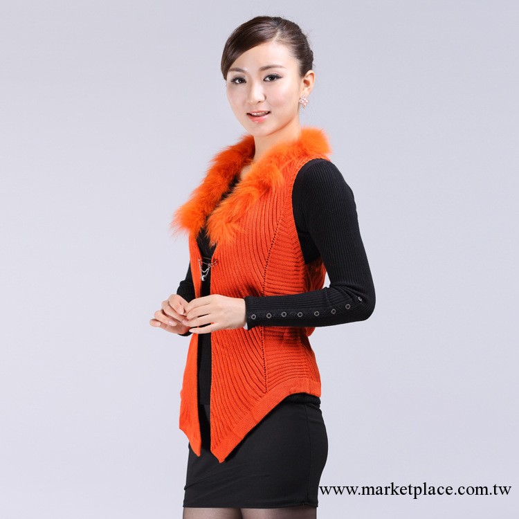 2013年新款韓版 毛毛邊時尚修身6色毛衣短裝 女式針織開衫背心工廠,批發,進口,代購
