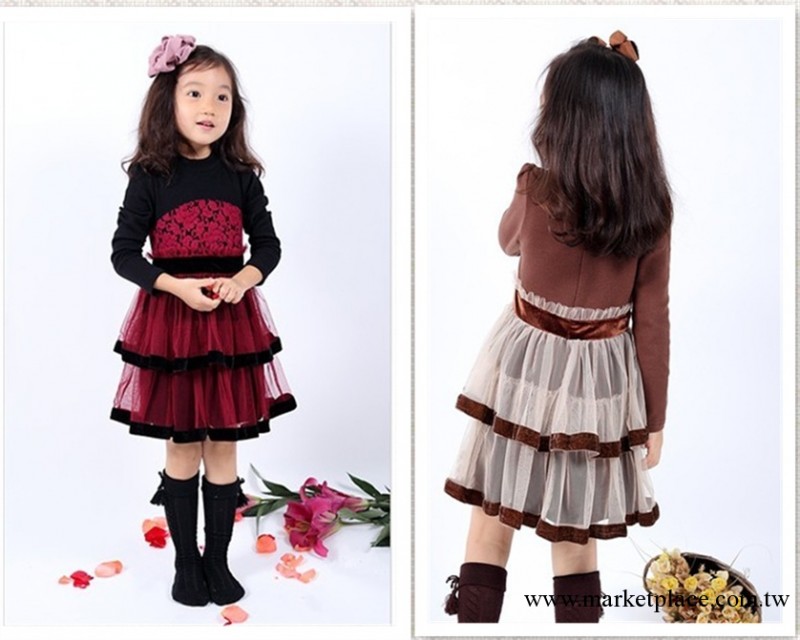 工廠直供 2013 新款 韓版 春款童裝 兒童連衣裙 公主裙 蕾絲網紗工廠,批發,進口,代購