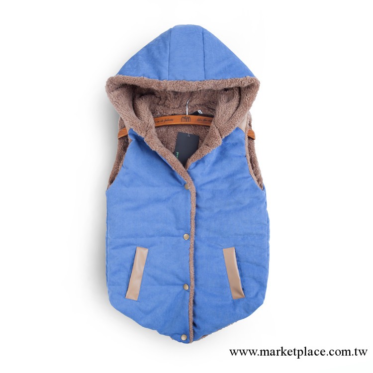 韓國東大門2013冬裝新款加厚加絨拼皮棉馬甲棉背心 女式外套W641工廠,批發,進口,代購