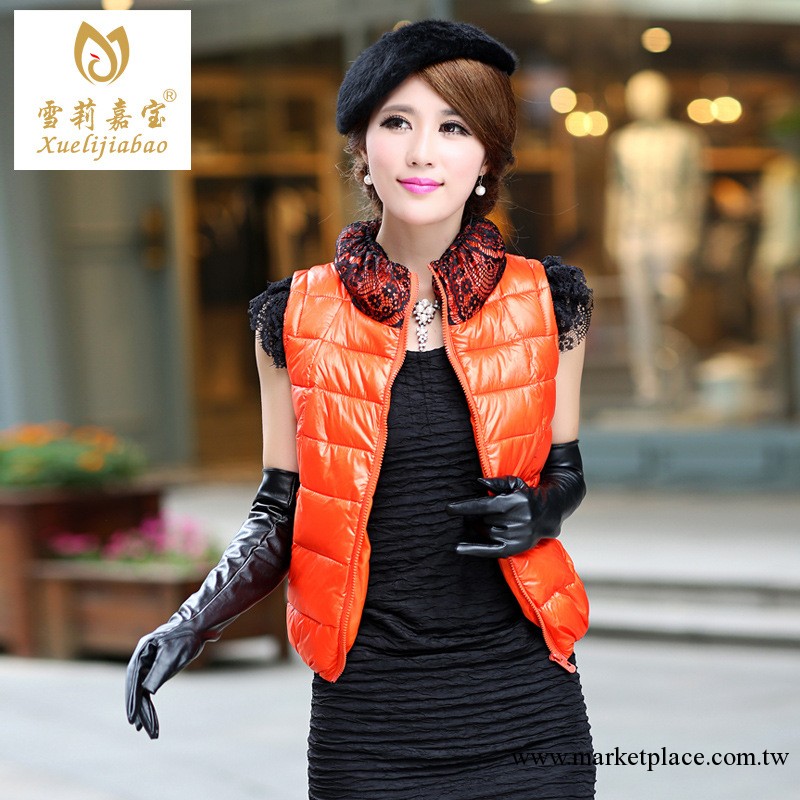 2013新款女士背心馬甲韓版時尚立領蕾絲拼接羽絨棉馬夾工廠,批發,進口,代購