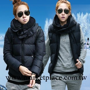 2013新款韓版冬裝女式可脫卸帽 袖子加厚兩穿短款羽絨衣 可當馬甲工廠,批發,進口,代購