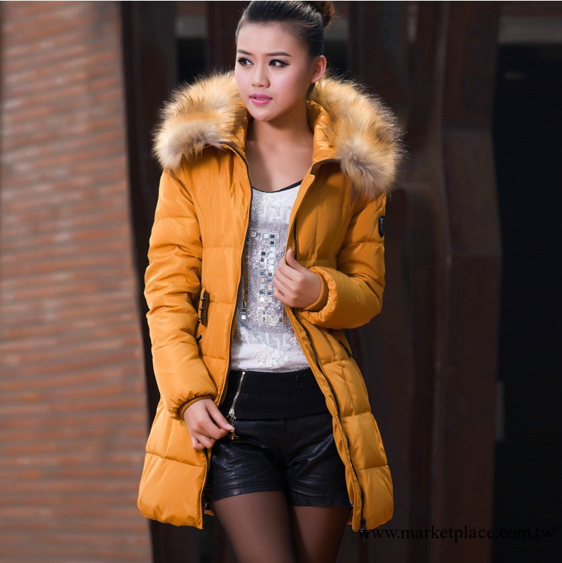 2013新款韓版女裝冬裝羽絨衣外套 中長款時尚奢華女式外套批發工廠,批發,進口,代購