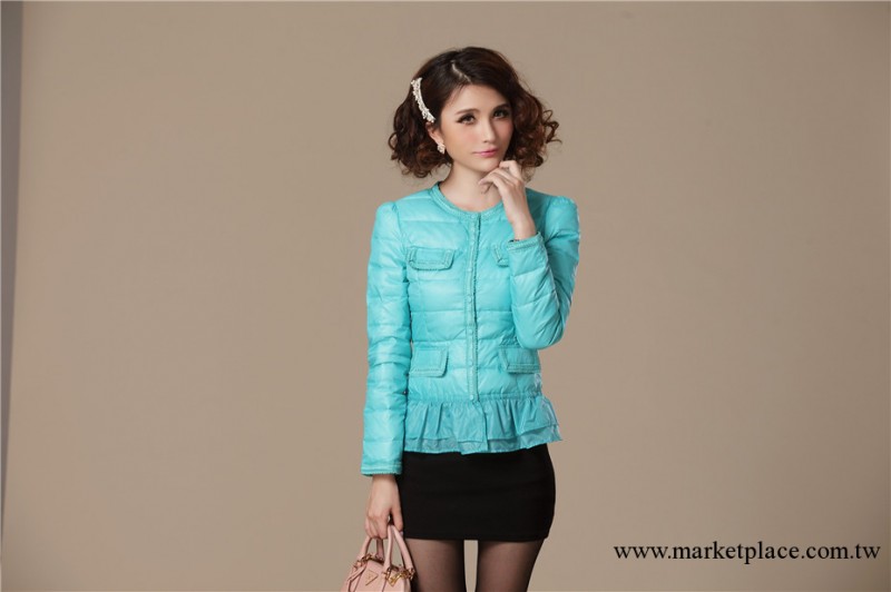 2013新款女式羽絨衣短款輕薄羽絨衣 蕾絲邊修身韓版羽絨衣工廠,批發,進口,代購