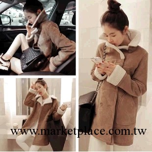 2013冬裝新款韓版加厚雙排扣鹿皮絨女式棉衣批發工廠,批發,進口,代購