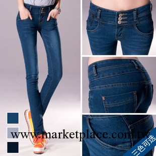 2013春裝新款韓版牛仔褲女褲潮大碼彈力顯瘦藍色小腳鉛筆褲957工廠,批發,進口,代購
