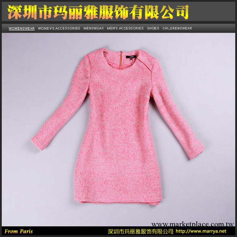 2013冬裝新款 毛呢長袖連衣裙工廠,批發,進口,代購