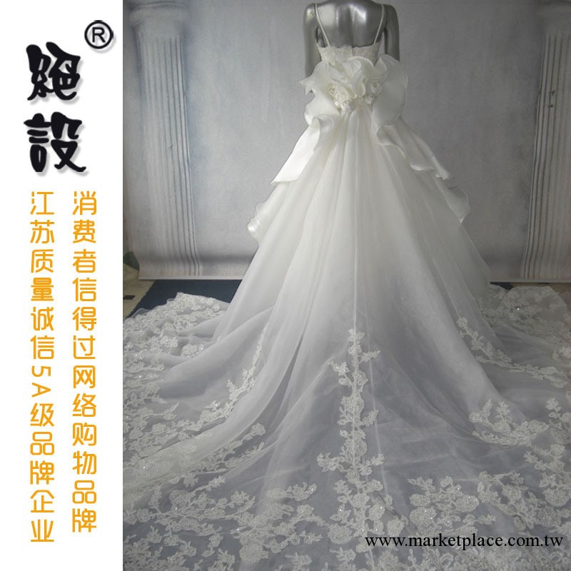 絕設品牌 經典瑪利亞婚紗禮服 進口緞面 重工釘珠 長拖尾婚紗9719工廠,批發,進口,代購