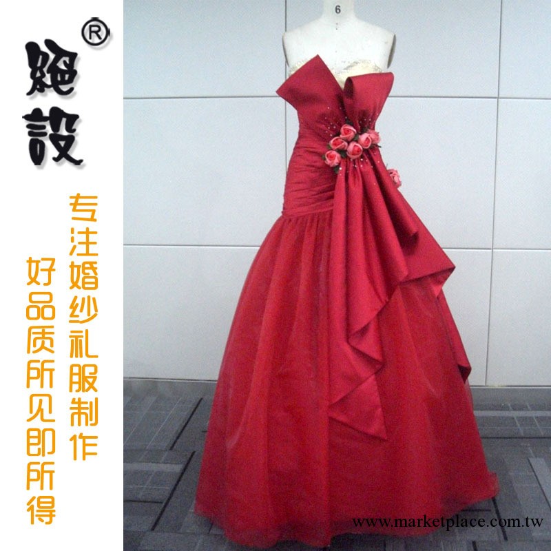 絕設婚紗禮服廠批發定做2013新款貴族名媛氣質紅色婚紗Q-171工廠,批發,進口,代購