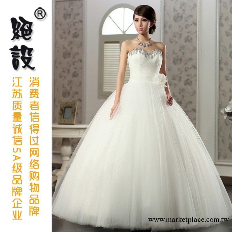 絕設 2013新款 公主婚紗 甜心水晶鉆鑲邊抹胸 婚紗禮服批發 E-211工廠,批發,進口,代購