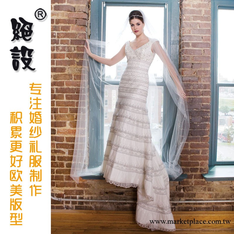 歐美外貿婚紗禮服 中東風格婚紗 雙肩精致重工縫珠 批發 DZ-S059工廠,批發,進口,代購