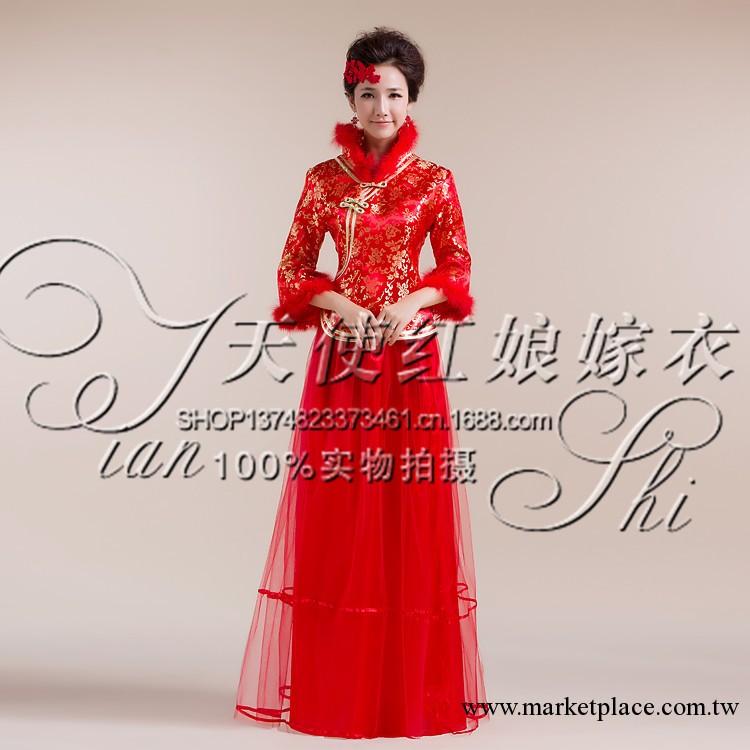 新娘結婚傳統旗袍  兩件套敬酒服  冬裝旗袍批發工廠,批發,進口,代購