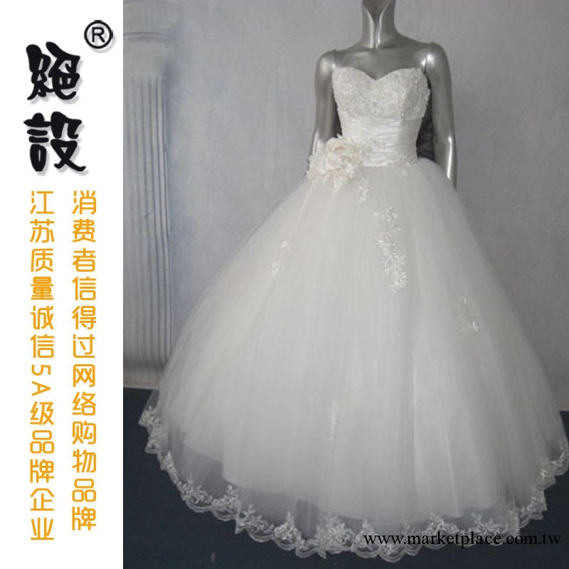 絕設品牌 小璐婚禮婚紗 心形抹胸 珍珠手工花 公主婚紗禮服E-133工廠,批發,進口,代購