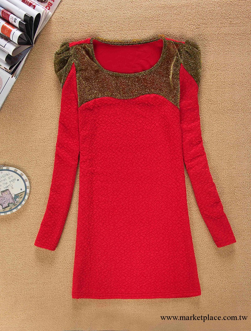 批發秋季新款 女裝長袖 泡泡袖修身打底 包臀連衣裙 韓版質量保證工廠,批發,進口,代購
