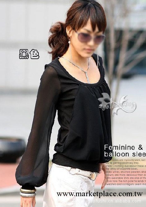 新款韓版女裝 淑女百搭泡泡袖假兩件雪坊衫長袖T恤B229工廠,批發,進口,代購