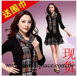 2013秋冬女裝毛衣爆款假兩件鉤花鏤空格子韓版顯瘦連衣裙工廠,批發,進口,代購
