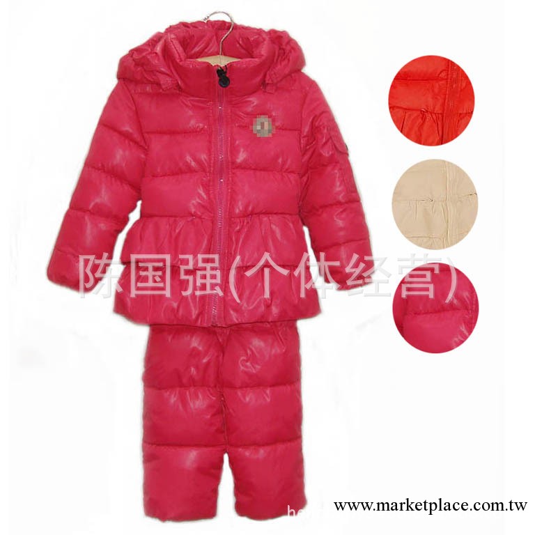 外貿品牌童裝女童羽絨棉套裝滑雪服2件套上衣+背帶褲4364工廠,批發,進口,代購