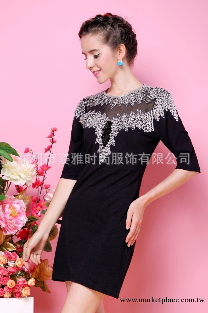 2013小香港菁菁千金小姐名媛氣質女裝奢華釘鉆寶石顯瘦包臀連衣裙工廠,批發,進口,代購