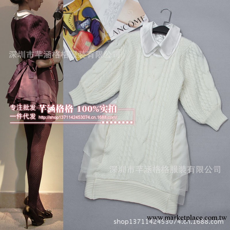 2013秋裝新款女裝卓雅同款F1400601麻花中袖真絲連衣裙F130318工廠,批發,進口,代購