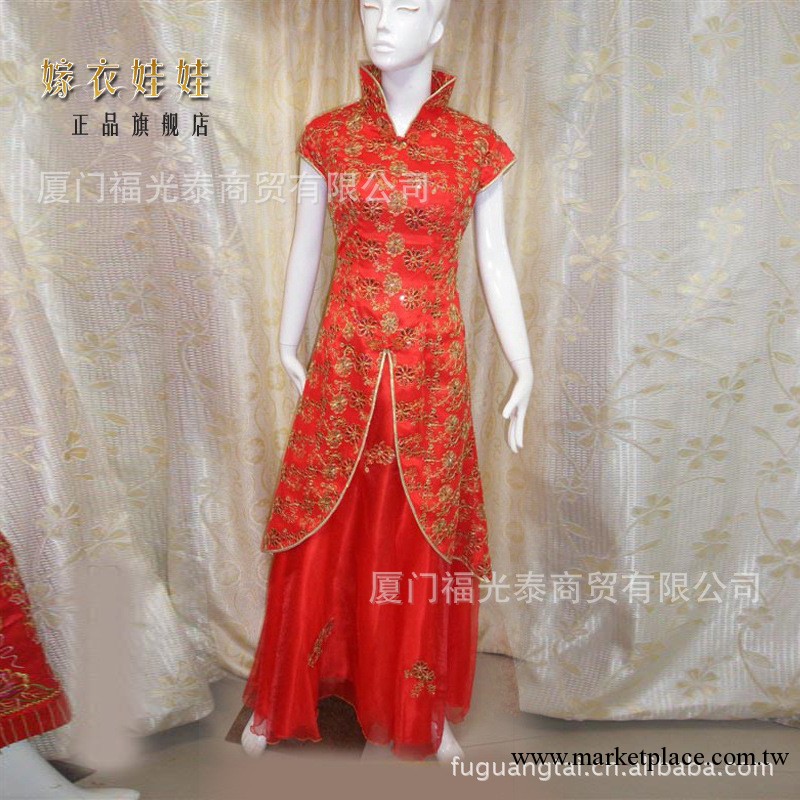 在雲端結婚旗袍短款紅色蕾絲時尚改良新娘旗袍禮服中式敬酒服旗袍工廠,批發,進口,代購