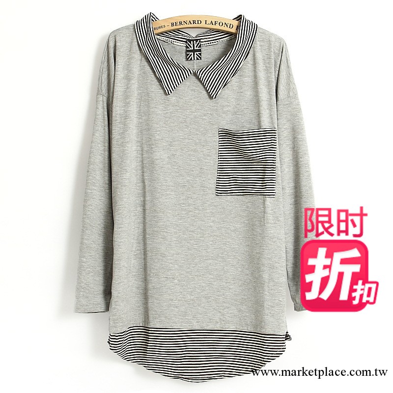 M315工廠直銷條紋拼接 韓版修身 女式t恤批發工廠,批發,進口,代購